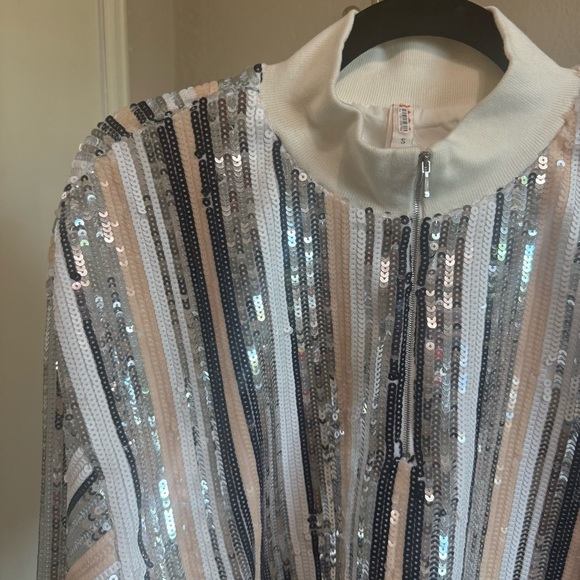 Anthropologie Raga Lunar Half-Zip Sequin Track Jacket w/Cinch Waist - Size Small - Picture 6 of 15